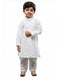 Boys' White Cotton Silk Kurta and Pyjama Set