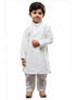 Boys' White Cotton Silk Kurta and Pyjama Set