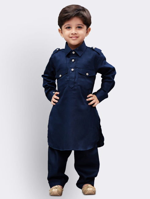 Boys' Blue Cotton Pathani