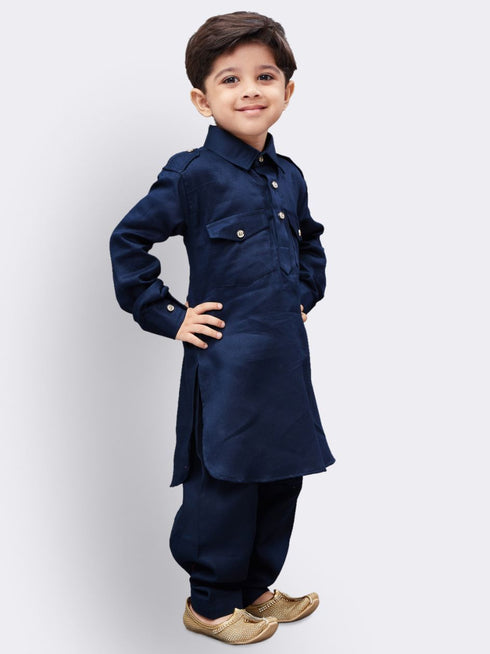 Boys' Blue Cotton Pathani