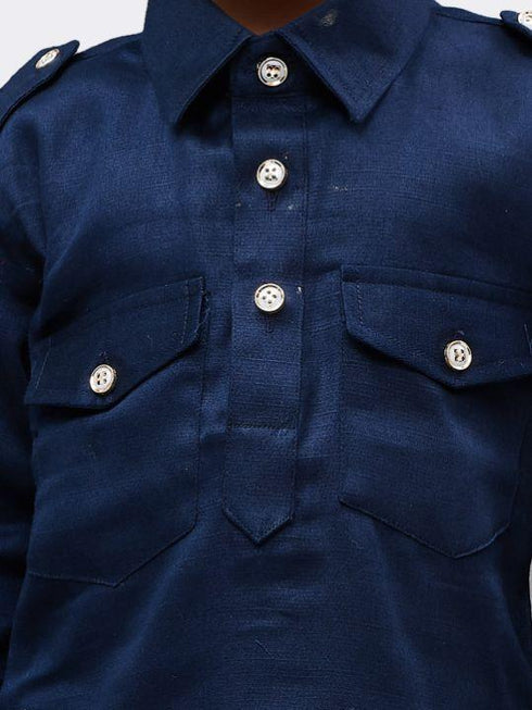 Boys' Blue Cotton Pathani