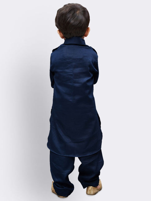 Boys' Blue Cotton Pathani