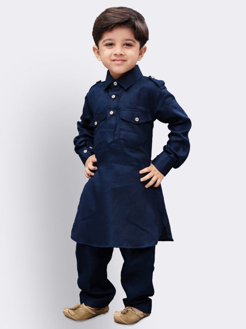 Boys' Blue Cotton Pathani