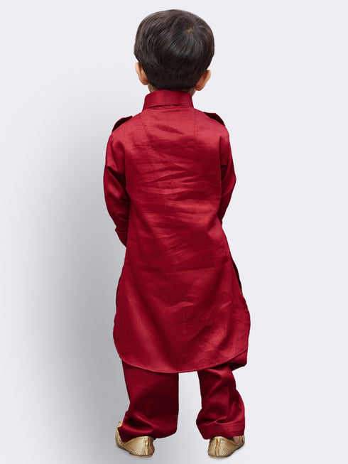 Boys' Maroon Cotton Pathani