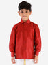 Boys' Maroon Silk Long Sleeves Ethnic Shirt