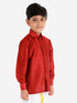 Boys' Maroon Silk Long Sleeves Ethnic Shirt
