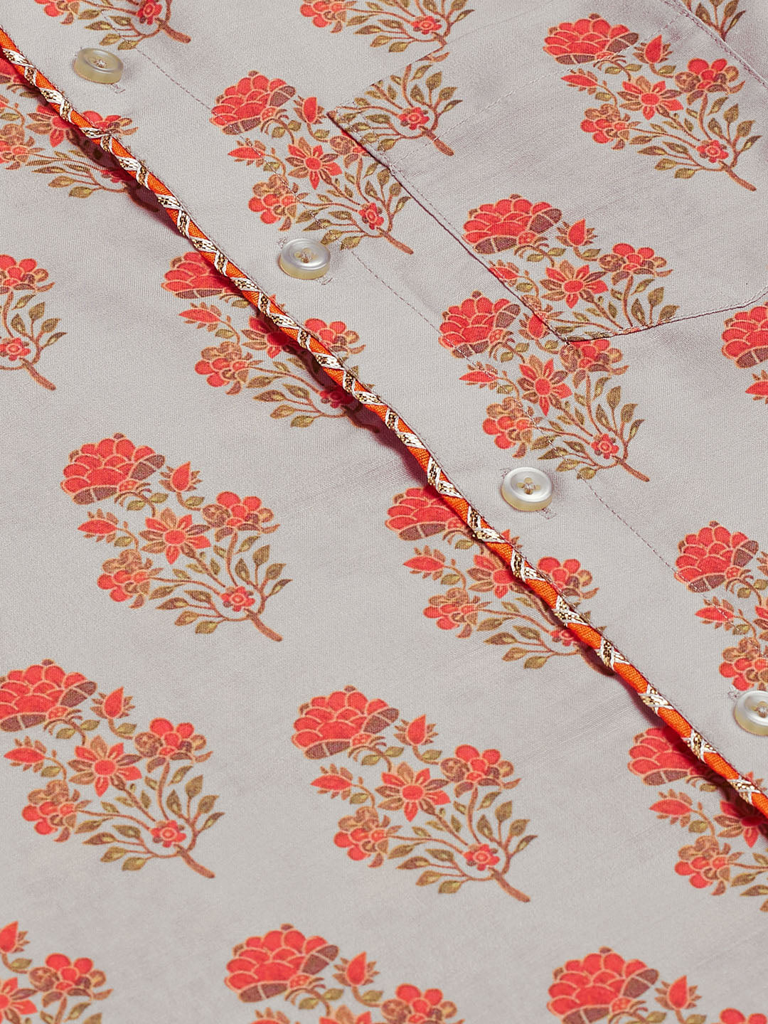 Boy's' Multicolor-Base-Beige Ethnic Shirt