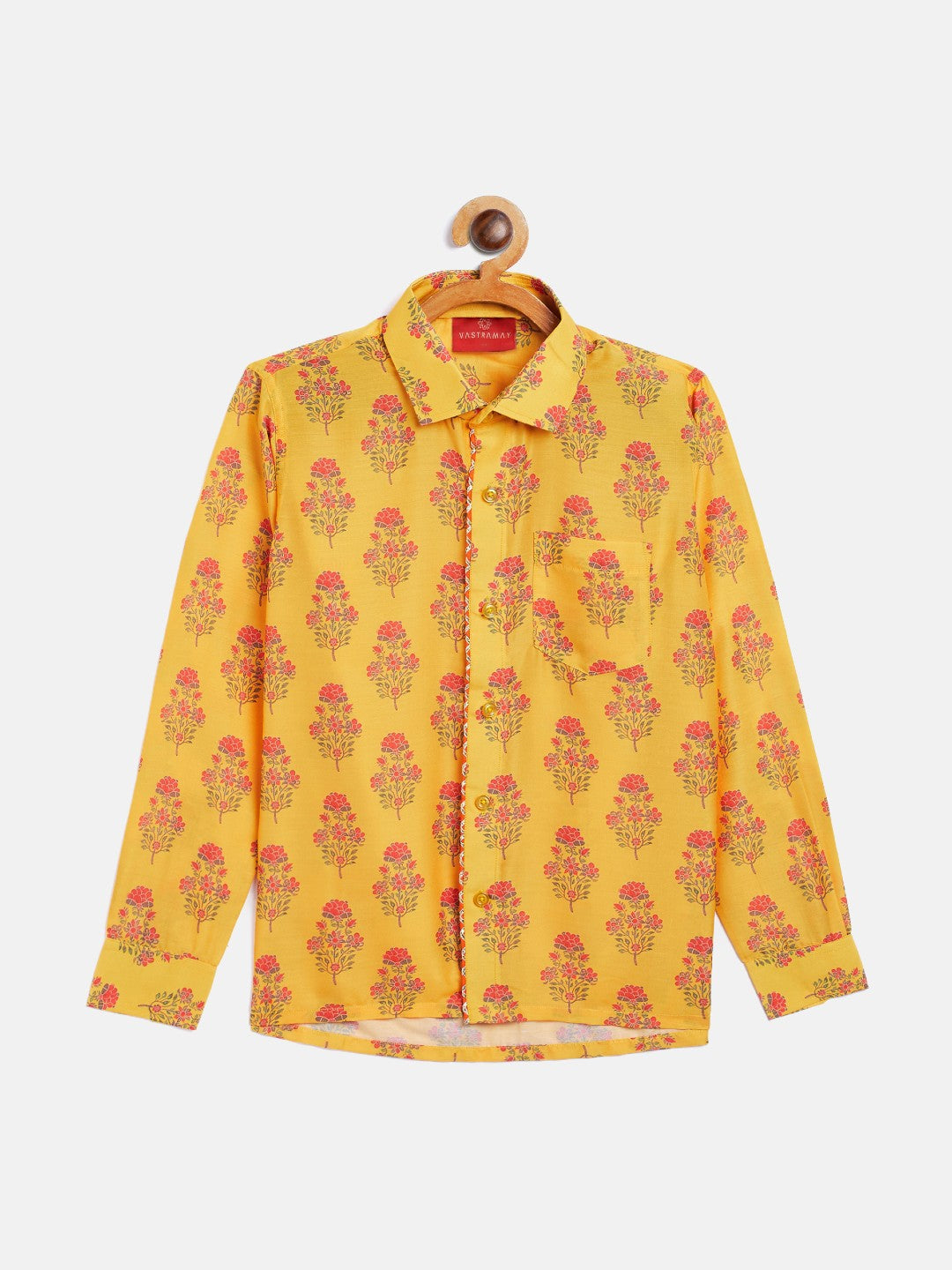 Boy's' Multicolor-Base-Orange Ethnic Shirt