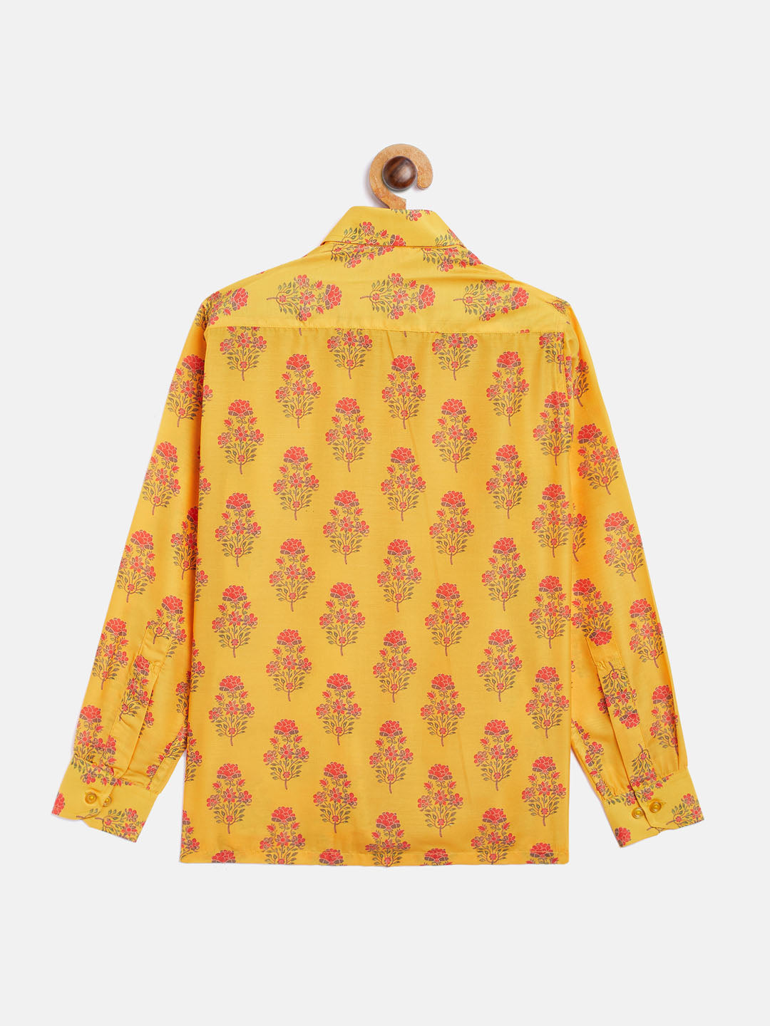 Boy's' Multicolor-Base-Orange Ethnic Shirt