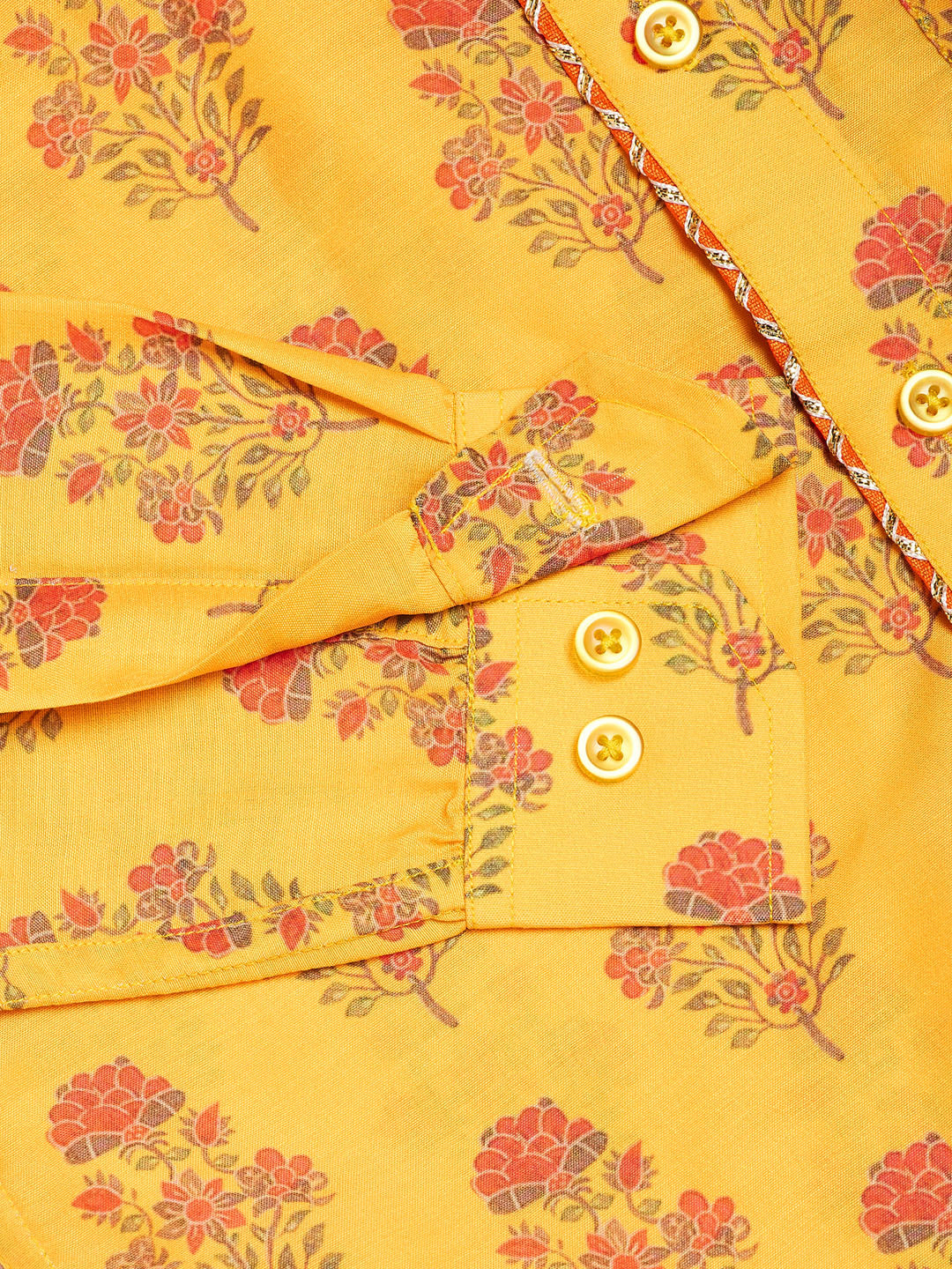 Boy's' Multicolor-Base-Orange Ethnic Shirt