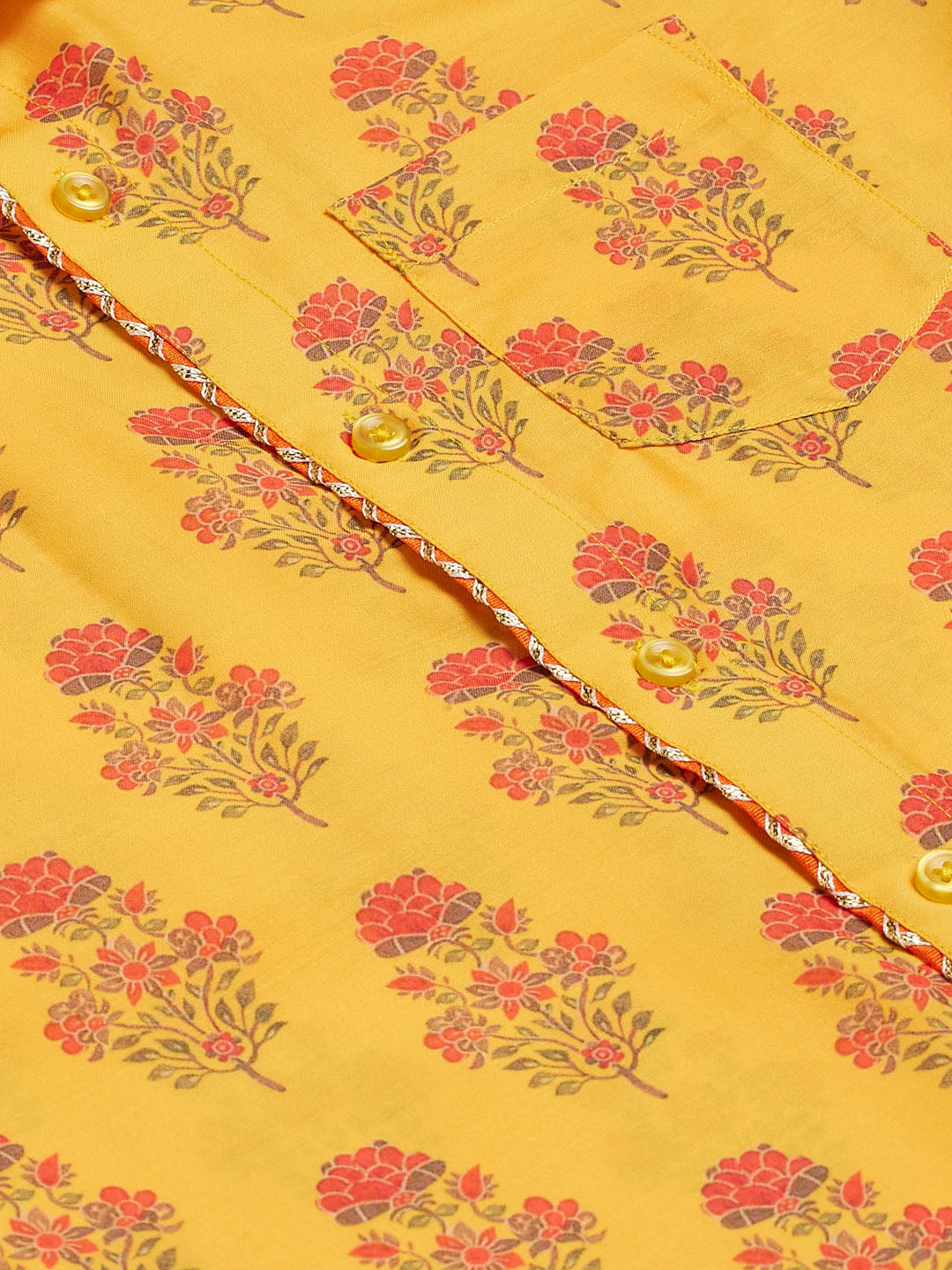 Boy's' Multicolor-Base-Orange Ethnic Shirt