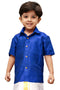 Boy's Royal Blue Opaque Ethnic Shirt