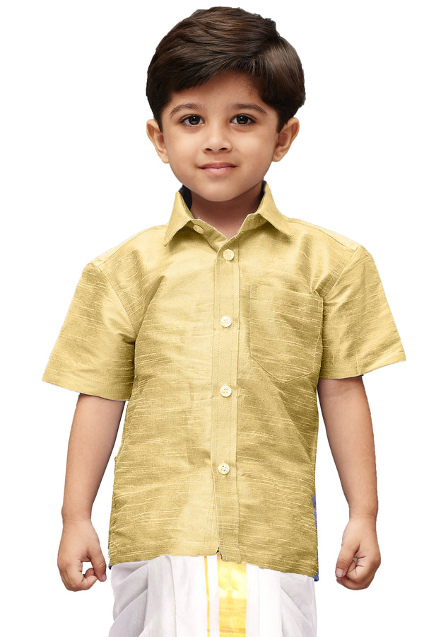 Boy's Gold Opaque Ethnic Shirt