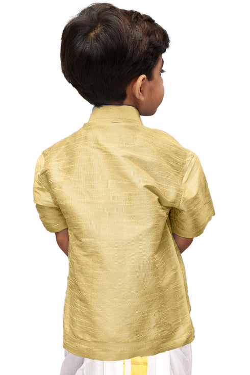 Boy's Gold Opaque Ethnic Shirt