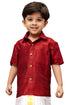 Boy's Maroon Gold Opaque Ethnic Shirt