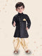 Boys' Black Cotton Blend Sherwani