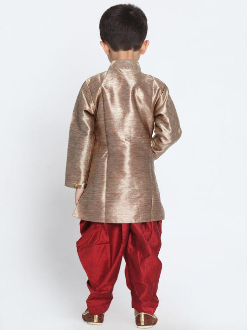 Boys' Gold Cotton Blend Sherwani