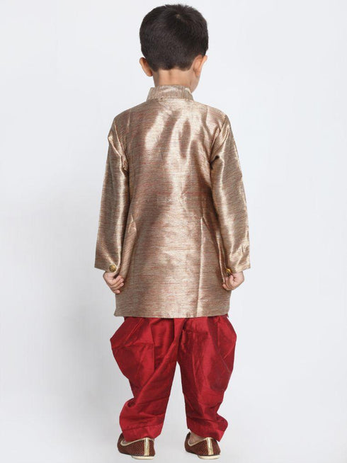 Boys' Gold Cotton Blend Sherwani