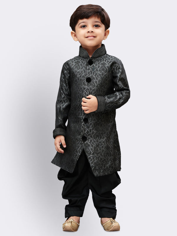 Boys' Grey Silk Blend Sherwani
