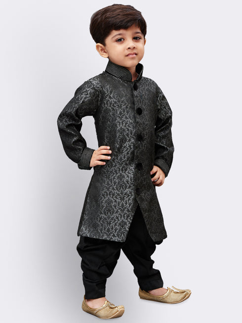 Boys' Grey Silk Blend Sherwani