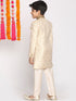 Boy's Beige & Cream-Coloured Slim-Fit Sherwani Set