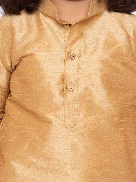 Boys' Gold Cotton Silk Kurta and Dhoti Pant Set