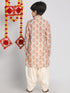 Boy's' Multicolor-Base-Beige And Cream Kurta Patiala Set