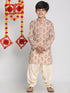 Boy's' Multicolor-Base-Beige And Cream Kurta Patiala Set