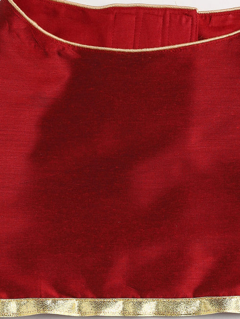 PAWS BY VASTRAMAY Dogs' Maroon Solid South Indian Style Lehenga Choli Set - Dogs Ethnic Wear by Vastramay - 0