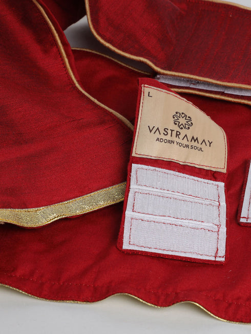 PAWS BY VASTRAMAY Dogs' Maroon Solid South Indian Style Lehenga Choli Set - Dogs Ethnic Wear by Vastramay - 0