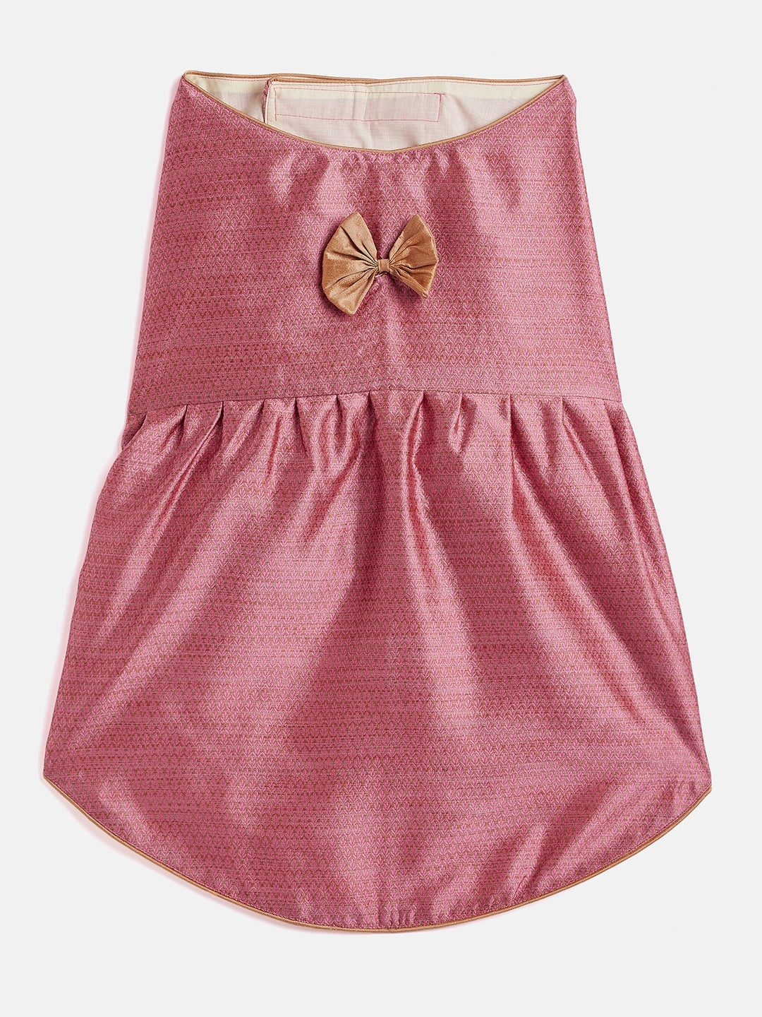 Pink Woven Silk Blend Siblings Set For Dogs