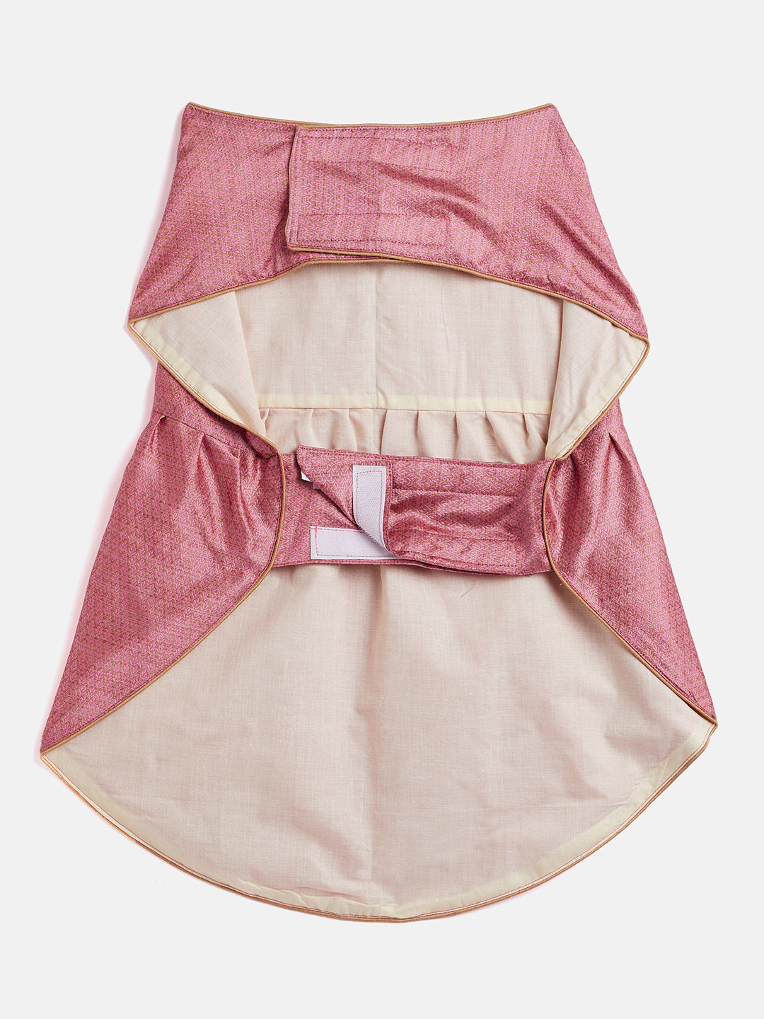 Pink Woven Silk Blend Siblings Set For Dogs