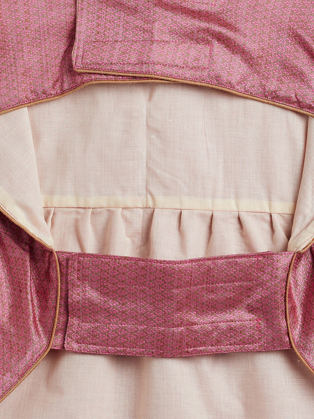 Pink Woven Silk Blend Siblings Set For Dogs