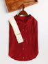 Dogs' Maroon Silk Blend Shirt And Dupatta Set