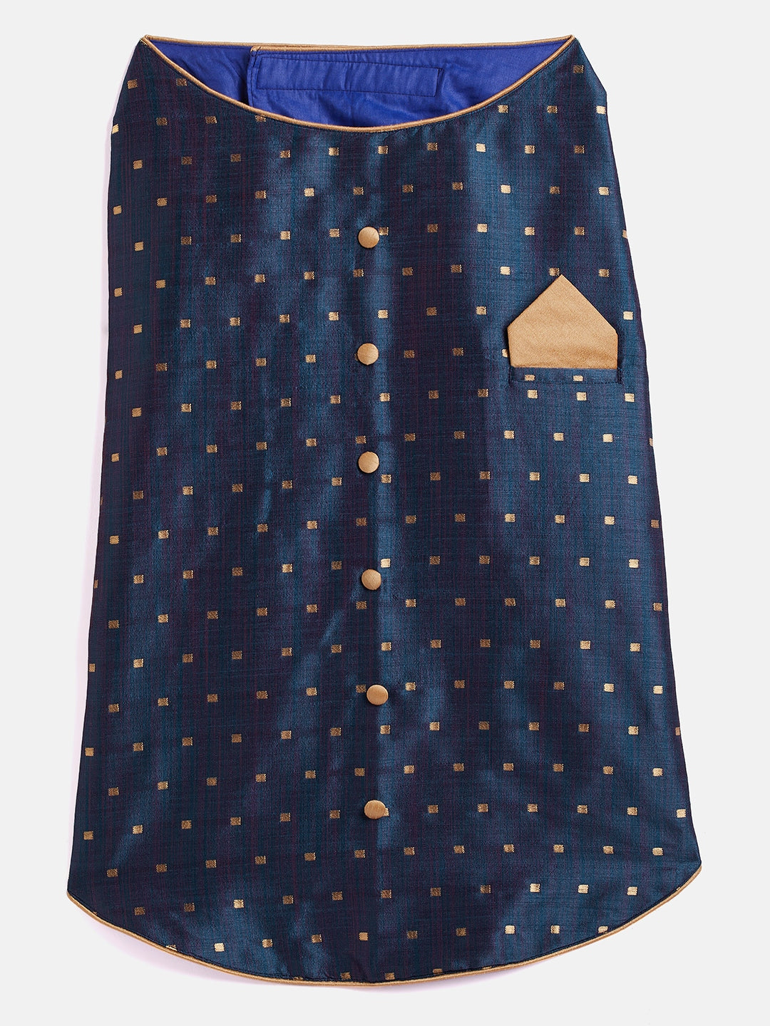 Blue And Gold Silk Blend Siblings Set For Dogs