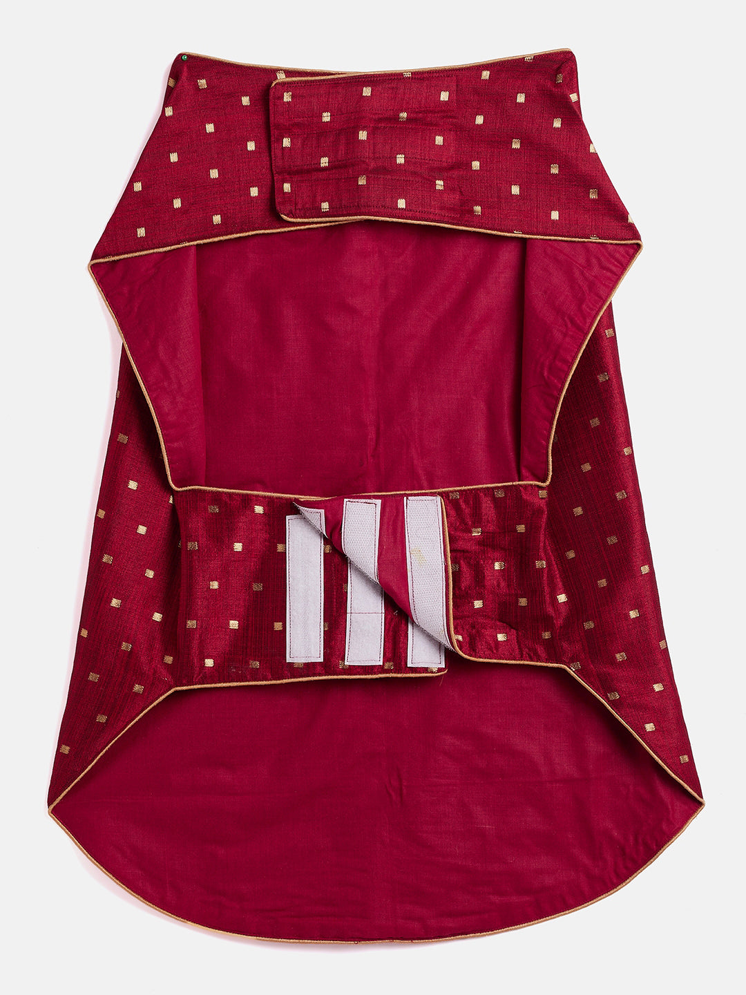 Maroon And Gold Silk Blend Siblings Set For Dogs