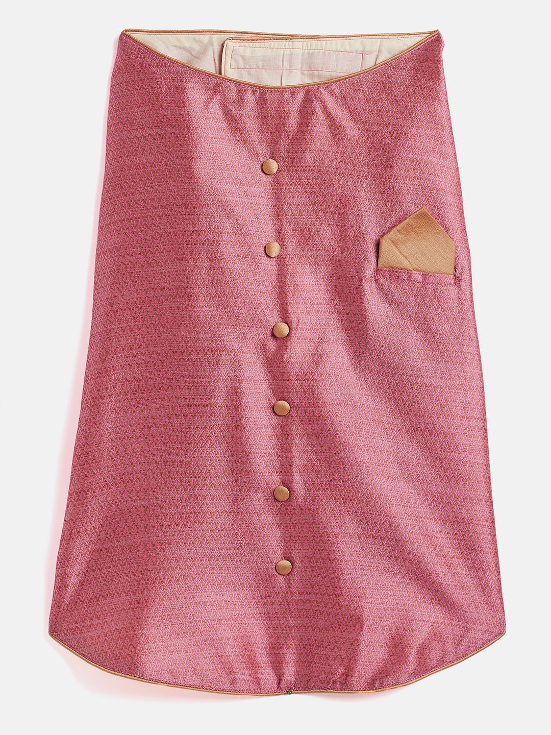 Pink Woven Silk Blend Siblings Set For Dogs