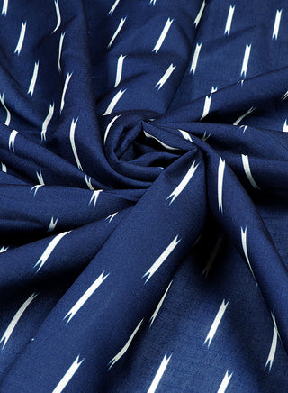 Ikkat Printed Navy Blue Pure Cotton Fabric