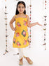 Girl's' Floral Printed Cotton Silk Kurta And Tulip Pants