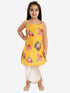 Girl's' Floral Printed Cotton Silk Kurta And Tulip Pants