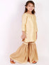 Girl's' Gold Zari Kurta And Rose Gold Sharara Set