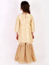 Girl's' Gold Zari Kurta And Rose Gold Sharara Set