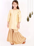 Girl's' Gold Zari Kurta And Rose Gold Sharara Set