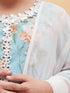 Girl's Aqua Blue Floral Printed Kurta With Leggings And Dupatta Set