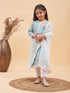 Girl's Aqua Blue Floral Printed Kurta With Leggings And Dupatta Set