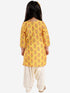 Girl's' Mustard And Cream Linen Kurta And Patiala Set