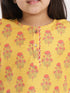 Girl's' Mustard And Cream Linen Kurta And Patiala Set