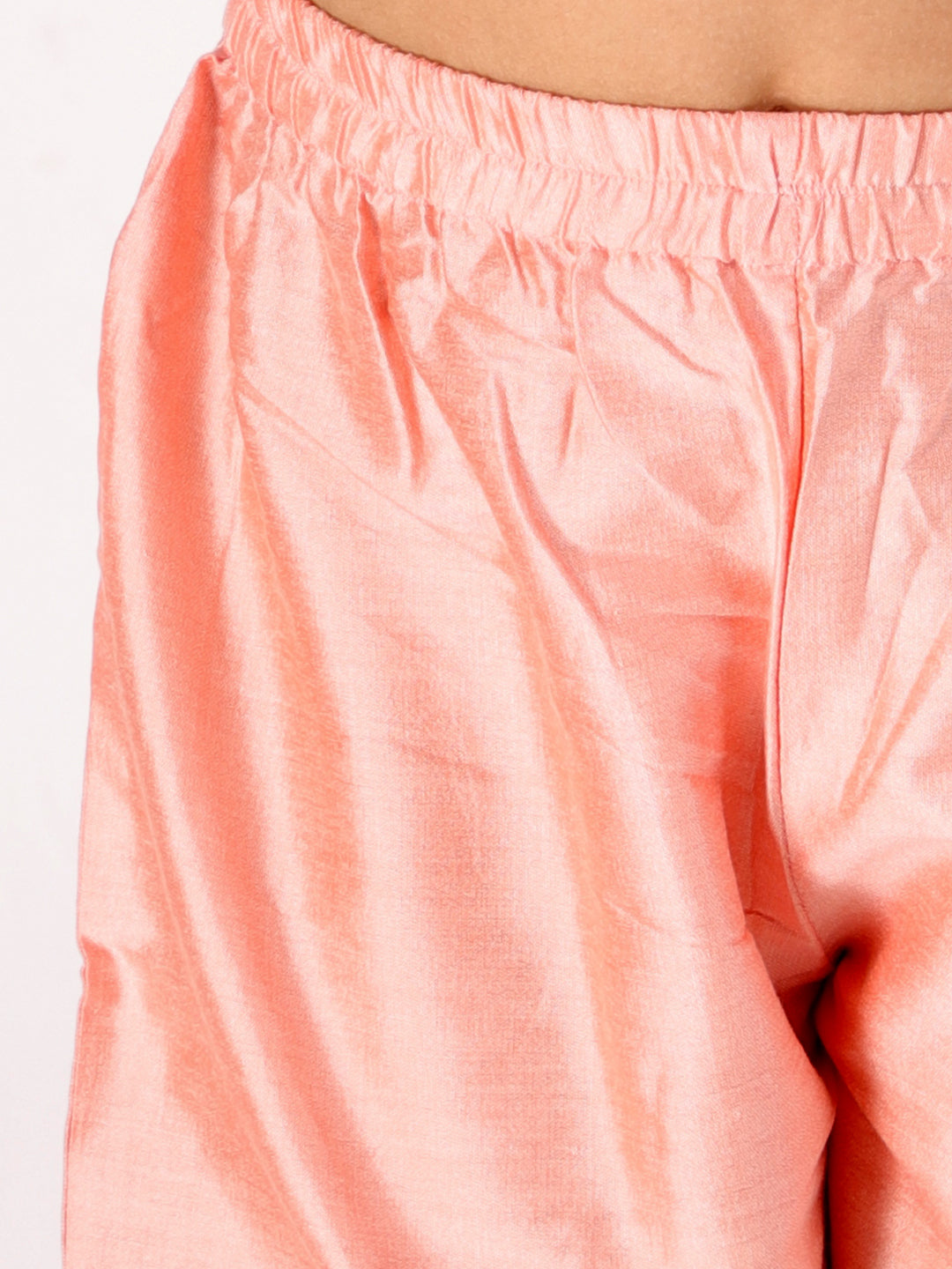 Girl's' Pink Viscose Kurta Pant Set