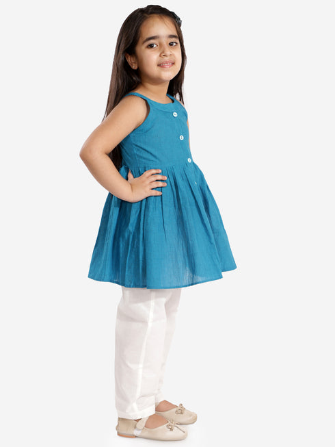 Girl's' Handloom Cotton Kurta And Straight Pant Set
