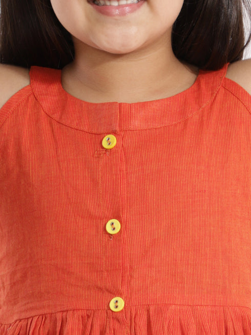 Girl's' Handloom Cotton Kurta And Straight Pant Set